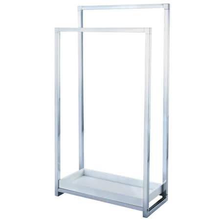 Kingston Brass Pedestal 2-Tier Steel Construction Towel Rack W/ Wooden Case, Chrome SCC8261